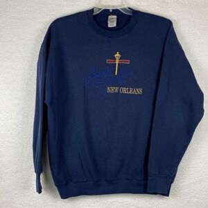 Fruit of the Loom New Orleans Bourbon Street Sweatshirt Navy Blue XL Vintage